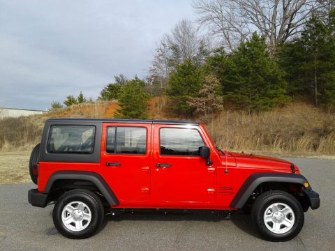 Firecracker Red Jeep Wrangler Unlimited Sport 4x4 RHD.  Click to enlarge.