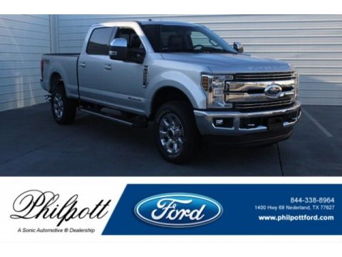Ingot Silver Ford F250 Super Duty Lariat Crew Cab 4x4.  Click to enlarge.