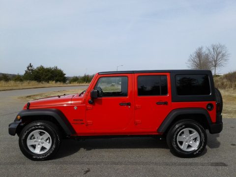 Firecracker Red Jeep Wrangler Unlimited Sport 4x4.  Click to enlarge.