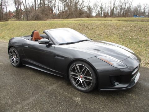 Carpathian Grey Metallic Jaguar F-Type R-Dynamic Convertible AWD.  Click to enlarge.