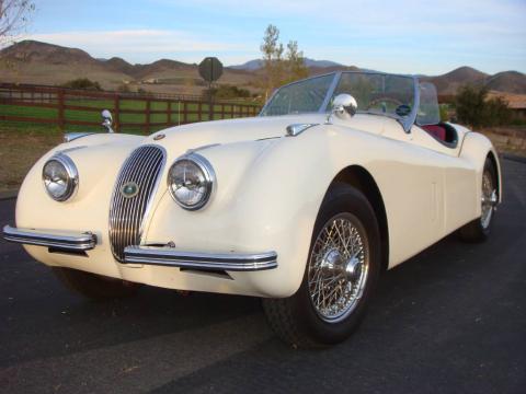 English White 1952 Jaguar XK120 Roadster with Red Leather interior English 