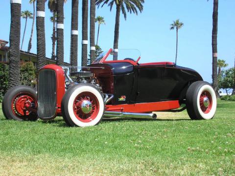Black/Red Ford Model A Roadster.  Click to enlarge.