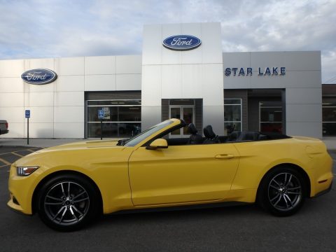 Triple Yellow Ford Mustang EcoBoost Premium Convertible.  Click to enlarge.