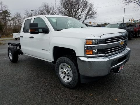 Summit White Chevrolet Silverado 3500HD Work Truck Double Cab 4x4 Chassis.  Click to enlarge.