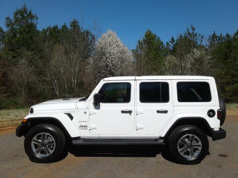 Bright White Jeep Wrangler Unlimited Sahara 4x4.  Click to enlarge.