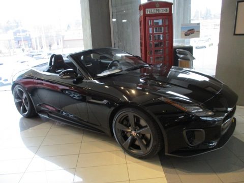 Santorini Black Metallic Jaguar F-Type 400 Sport Convertible AWD.  Click to enlarge.
