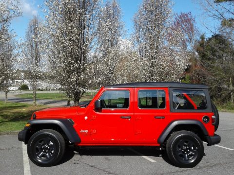 Firecracker Red Jeep Wrangler Unlimited Sport 4x4.  Click to enlarge.
