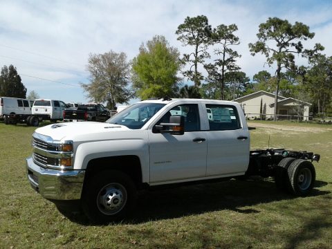 Summit White Chevrolet Silverado 3500HD Work Truck Crew Cab 4x4 Chassis.  Click to enlarge.