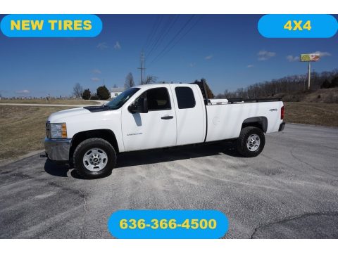 Summit White Chevrolet Silverado 2500HD Work Truck Extended Cab 4x4.  Click to enlarge.