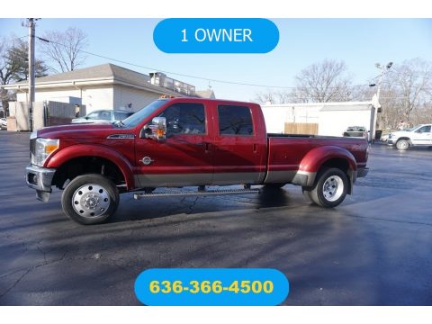 Ruby Red Metallic Ford F350 Super Duty Lariat Crew Cab 4x4 Dually.  Click to enlarge.