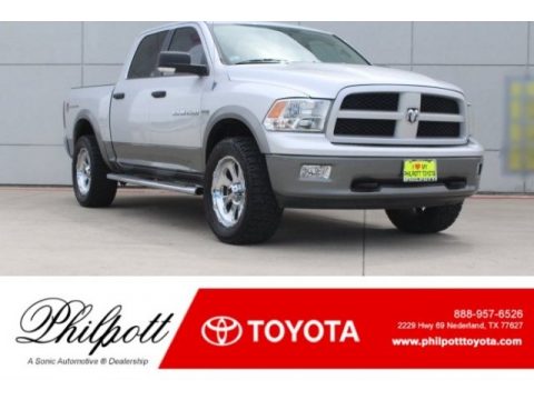 Bright Silver Metallic Dodge Ram 1500 SLT Outdoorsman Crew Cab 4x4.  Click to enlarge.