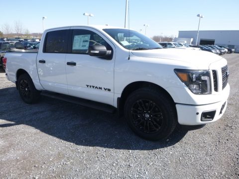 Pearl White Nissan Titan SV Crew Cab 4x4.  Click to enlarge.
