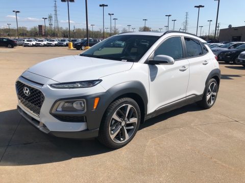 Chalk White Hyundai Kona Ultimate AWD.  Click to enlarge.