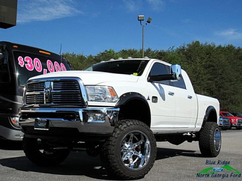 Bright White Dodge Ram 2500 HD Laramie Longhorn Mega Cab 4x4.  Click to enlarge.