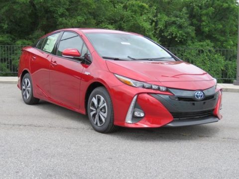 Hypersonic Red Toyota Prius Prime Advanced.  Click to enlarge.