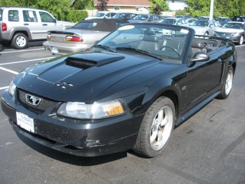 Black 2002 Ford Mustang GT Convertible with Dark Charcoal interior Black 