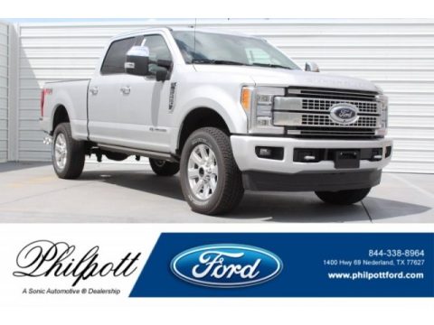 Ingot Silver Ford F250 Super Duty Platinum Crew Cab 4x4.  Click to enlarge.