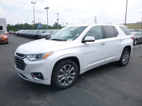 Pearl White Chevrolet Traverse Premier AWD.  Click to enlarge.