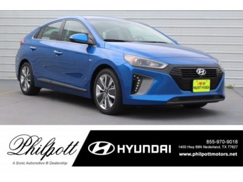 Electric Blue Metallic Hyundai Ioniq Hybrid Limited.  Click to enlarge.