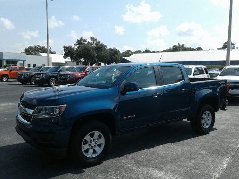 Pacific Blue Metallic Chevrolet Colorado WT Crew Cab 4x4.  Click to enlarge.