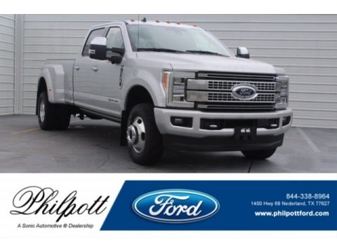 Ingot Silver Ford F350 Super Duty Platinum Crew Cab 4x4.  Click to enlarge.