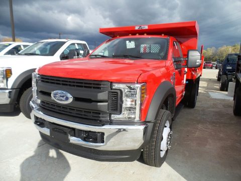 Race Red Ford F550 Super Duty XL Regular Cab 4x4 Dump Truck.  Click to enlarge.