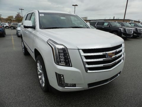 Crystal White Tricoat Cadillac Escalade Premium Luxury 4WD.  Click to enlarge.