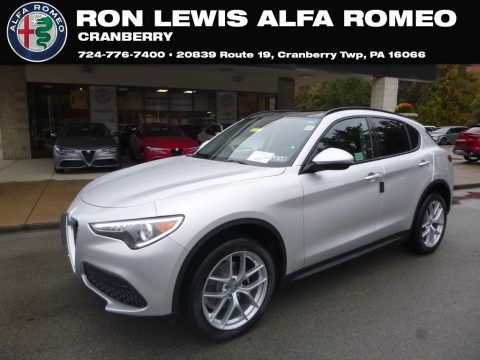 Silverstone Gray Metallic Alfa Romeo Stelvio Sport AWD.  Click to enlarge.