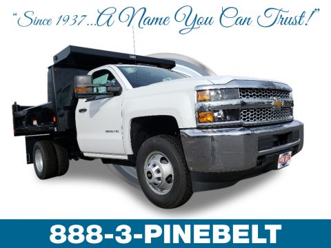 Summit White Chevrolet Silverado 3500HD Work Truck Regular Cab 4x4 Dump Truck.  Click to enlarge.