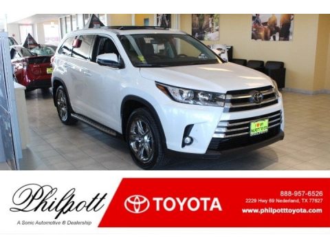 Blizzard Pearl White Toyota Highlander Limited Platinum.  Click to enlarge.