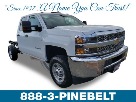 Summit White Chevrolet Silverado 2500HD Work Truck Double Cab 4WD Chassis.  Click to enlarge.