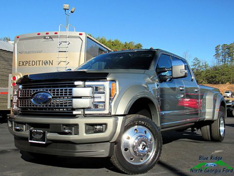 Silver Spruce Metallic Ford F450 Super Duty Platinum Crew Cab 4x4.  Click to enlarge.