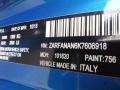 Alfa Romeo Color Code 756 Misano Blue Metallic #21