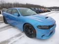 Front 3/4 View of 2019 Dodge Charger R/T Scat Pack #8