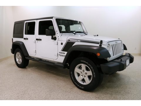 Bright White Jeep Wrangler Unlimited Sport 4x4.  Click to enlarge.