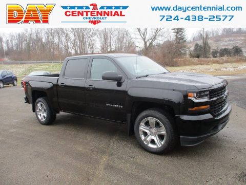 Black Chevrolet Silverado 1500 Custom Crew Cab 4x4.  Click to enlarge.