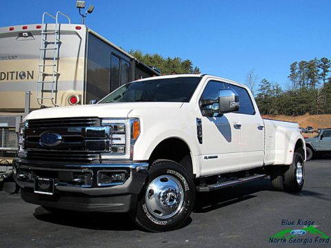 White Platinum Ford F350 Super Duty Lariat Crew Cab 4x4.  Click to enlarge.