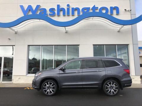 Modern Steel Metallic Honda Pilot Touring AWD.  Click to enlarge.