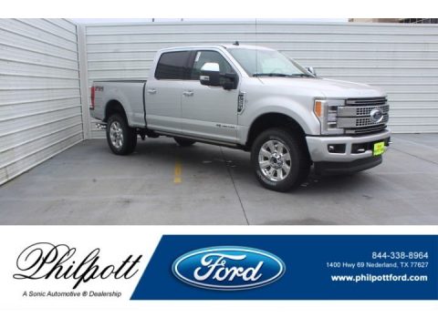 Ingot Silver Ford F250 Super Duty Platinum Crew Cab 4x4.  Click to enlarge.