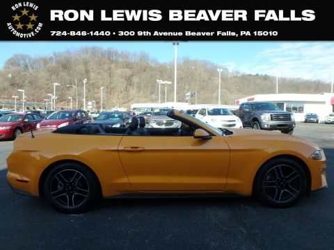 Orange Fury Ford Mustang EcoBoost Premium Convertible.  Click to enlarge.