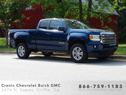 Blue Emerald Metallic GMC Canyon SLE Extended Cab.  Click to enlarge.