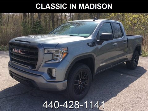 Satin Steel Metallic GMC Sierra 1500 Elevation Double Cab 4WD.  Click to enlarge.