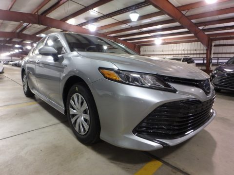 Celestial Silver Metallic Toyota Camry Hybrid LE.  Click to enlarge.