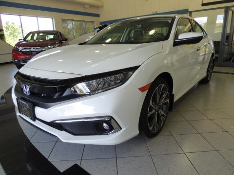 Platinum White Pearl Honda Civic Touring Sedan.  Click to enlarge.