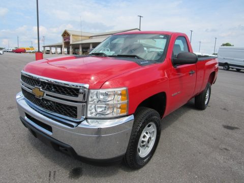 Victory Red Chevrolet Silverado 2500HD Work Truck Regular Cab 4x4 Plow Truck.  Click to enlarge.