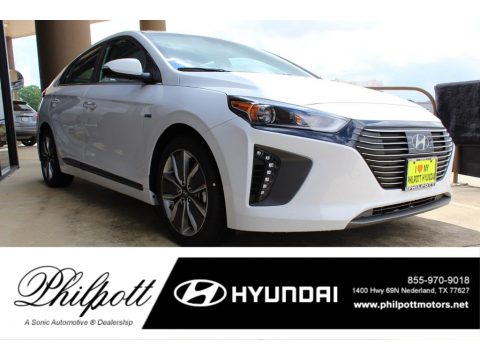 Ceramic White Hyundai Ioniq Hybrid Limited.  Click to enlarge.