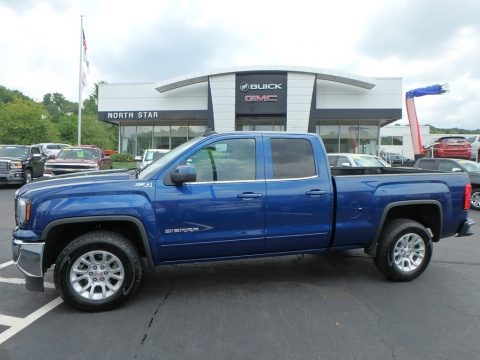 Stone Blue Metallic GMC Sierra 1500 Limited SLE Double Cab 4WD.  Click to enlarge.