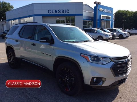 Silver Ice Metallic Chevrolet Traverse Premier AWD.  Click to enlarge.