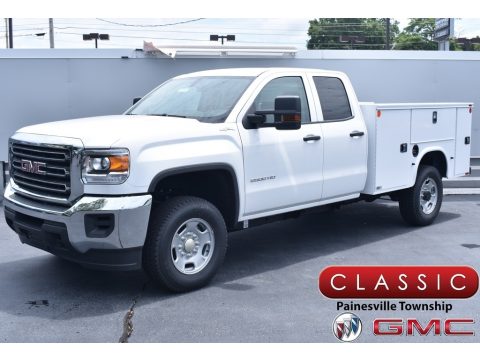 Summit White GMC Sierra 2500HD Double Cab 4WD Utility.  Click to enlarge.
