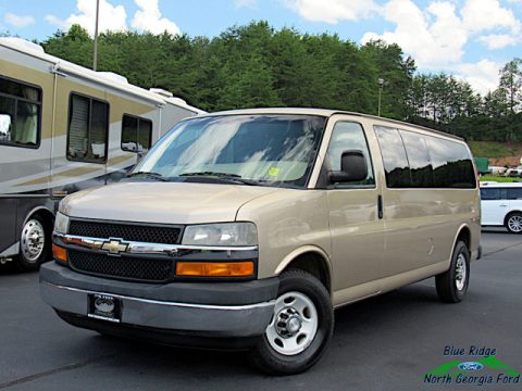 Sandstone Metallic Chevrolet Express LT 3500 Extended Passenger Van.  Click to enlarge.